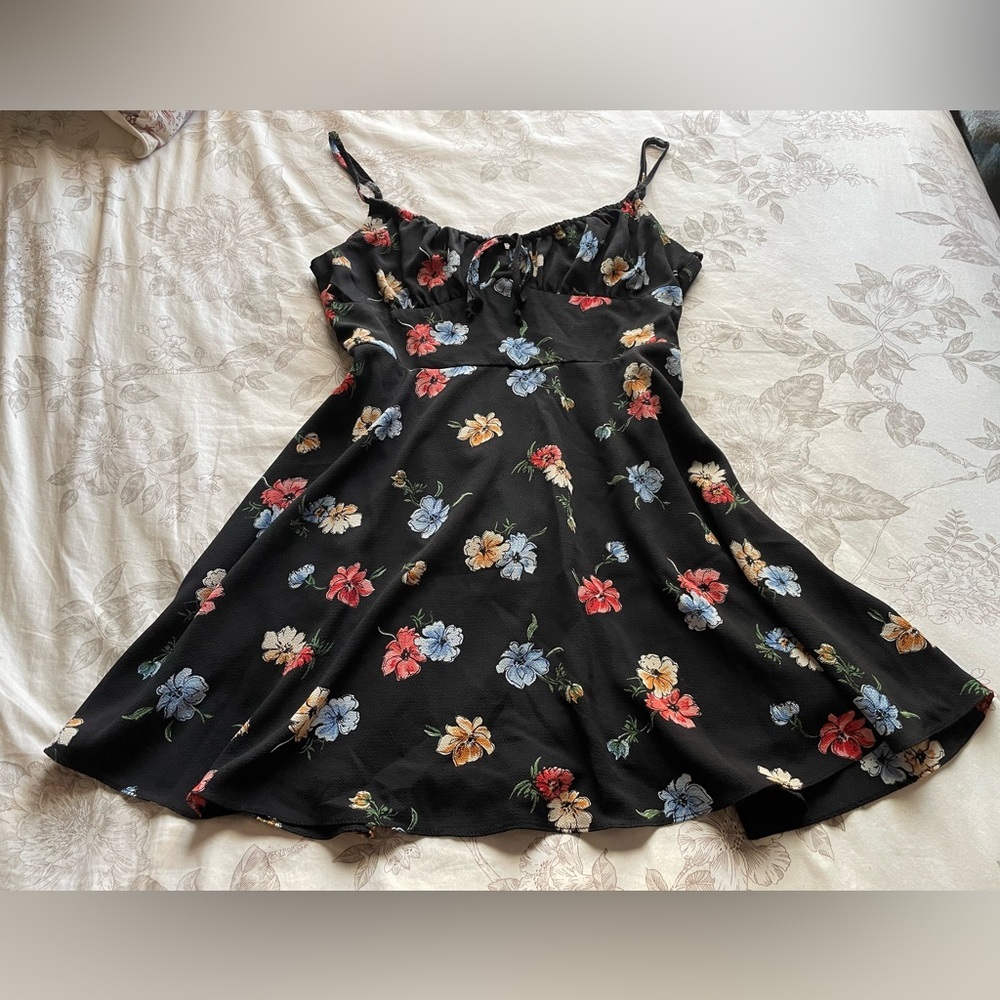 Y2K Dark Floral Milkmaid Babydoll Mini Dress 13 Dark Cottagecore Romantic Goth‎